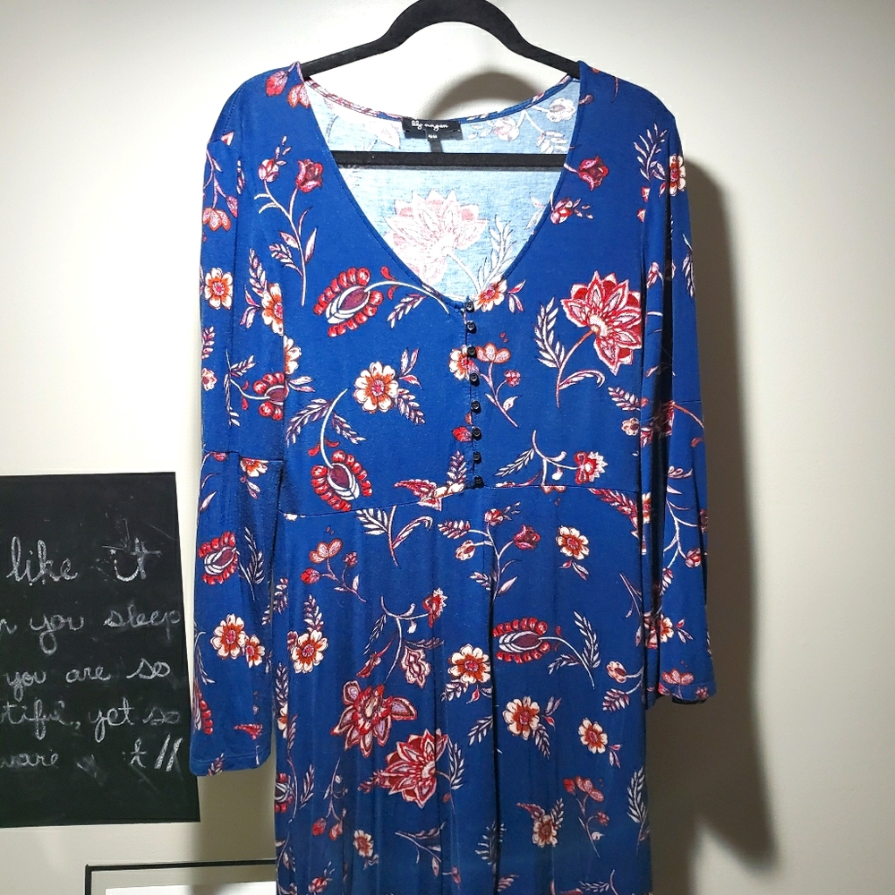 Lily Morgan Wide Sleeve Floral Dress - Medium